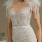 Luxury Pearls Neck Lace Mermaid Wedding Dresses Shoulder Design Wedding Bridal Gowns