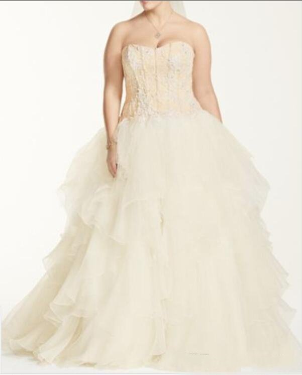 Ruffle Skirt Sweetheart Lace Appliques Elegant Corset Country Bridal Gowns