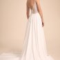 Simple Charming V-neck Neckline Wedding Dress With Lace Back Bridal Dress