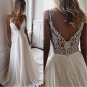 Simple Modern A Line Chiffon Bridal Wedding Dresses Lace Back Out Wedding Gowns