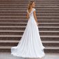 V-neck Cap Sleeve Beach Wedding Dress Boho Gowns Elegant Sweep Train Lace Chiffon Tulle Brides Gown