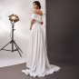 A Line Wedding Dress Zipper Sweep Train Custom Made Long Simple Bare Shoulders Bridal Gowns
