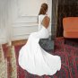 Bridal White Wedding Dresses Sleeveless V Neckline with Straps Wedding Gowns
