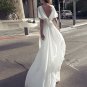 Boho Wedding Dresses Short Sleeves Chiffon Wedding Gowns V Neckline Appliqued Bridal Dresses