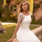 Elegant A Line Satin Wedding Dress Sheer Long Sleeves Bridal Gowns