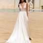 Sexy Deep V-Neck Chiffon Appliques A-Line Sleeveless Flowers Sweep Train Bride Gown