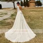 Elegant Long Sleeve Lace Chiffon Backless A Line Court Train Beach Bridal Gown