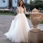 Boho Charming O-Neck Wedding Dresses  Long sleeve A-Line Sweep Train  Bride Gown