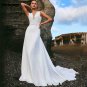 V-Neck Sleeveless Beach Backless Bride Gowns Vintage FormalBridal Gowns