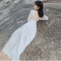Long Sleeves  Chiffon Open Back Transparent Lace A Line Boho  Elopement Beach Bridal Gown
