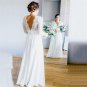 Boho Wedding Dresses Deep V-neck 3/4 Sleeves Backless Beach Wedding Gowns Bride Dresses