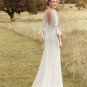 Scoop Beach Style Sweep Train Wedding Dress Elegant Lace Bell Sleeve Bohemian Backless Bridal Gowns