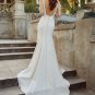 V Neck Satin Mermaid Outdoor Wedding Dress Open Back Simple Sleeveless Bridesmaid Bridal Gowns
