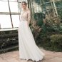 Boho Wedding Dresses See-through Applique Long Sleeves O-neck Chiffon Beach Dress