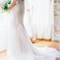 Bohemian wedding dress, lace wedding dress, illusion corset Empire big halter princess dress