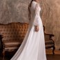 A Line High Neck Keyhole Wedding Dress Vintage Long Transparent Sleeve Lace Bridal Gowns
