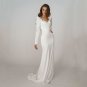 Ivory Mermaid Satin Wedding Dress Sweetheart Long Sleeves Bridal Gown