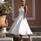 Wedding Dress Short O-Neck Sleeveless A-Line With Pocket Custom Made Knee Length Bridal Gowns