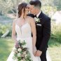 Bohemian lace halter wedding dress, country garden sleeveless wedding dress