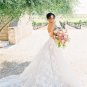 Bohemian low-cut lace wedding dress, country garden sleeveless wedding dress