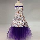 Purple Tulle Camo Wedding Dresses A-Line Draped Skirt Bridal Gowns