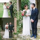 Bohemian Wedding Dresses V Neck Long Sleeves Lace Appliques Bridal Gowns