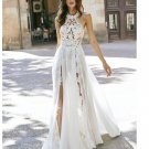 Boho Backless Lace Chiffon Wedding Dress