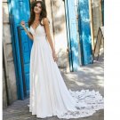 Boho Sleeveless Lace Appliquéd Chiffon Wedding Dress