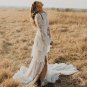 Vintage Mermaid Boho Wedding Dress Luxury Lace Flared Sleeves Sexy Backless Bohemia Bridal Gowns