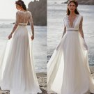 Bohemian Wedding Dresses with Long Sleeve Lace Chiffon Bridal Gown