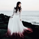 Beach Wedding Dresses Ombre A Line Chiffon Colorful Burgundy Bridal Gowns