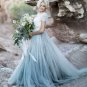 Bohemian Two Pieces Fairy A Line Cap Sleeves Backless Bride Dress