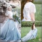 Bohemian Two Pieces Fairy A Line Cap Sleeves Backless Bride Dress