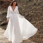 Bohemian Chiffon A Line Wedding Dresses Puffy Sleeve Beach Bridal Gowns