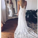 Bohemian Deep V-Neck Lace Sling Strapless Wedding Dress