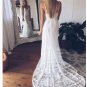 Bohemian Deep V-Neck Lace Sling Strapless Wedding Dress