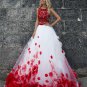 Bohemian Flower White Red Lace Wedding Dresses Two Piece Beach  Bridal Gowns