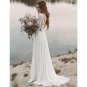 Bohemian V-Neck Chiffon Wedding Gowns Summer Lace Top Sexy Backless Wedding Dresses