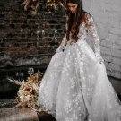 Bohemian Wedding Dresses Deep V Neck Lace Appliqued Boho Wedding Gowns