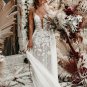 Bohemian Wedding Dresses with Overskirt Lace Spaghetti Straps Country Sexy Beach Bridal Gowns