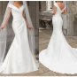 Simple New Mermaid Wedding Dresses Off Shoulder V-neck Ruched Draping Satin Bridal Gown