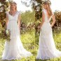 Boho A Line Lace Wedding Dresses V Neck  Tulle Applique Empire Open Back Bohemia Bridal Gowns