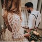 Boho A Line Tulle Dotted Lace Wedding Dresses Simple Sheer Long Sleeve Bridal Gowns