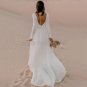 Boho Beach Chiffon Wedding Dress Custom Long Sleeves V Neck Backless Bohemian Bridal Gowns