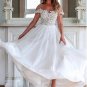 Boho Beach Wedding Dresses Short Sleeves Lace Applique Beaded Chiffon Sweep Train Wedding Gown