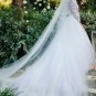 Boho Lace A Line Wedding Dresses High Neck Tulle Split Sides Country Bride Gowns