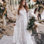 Boho Lace Wedding Dresses for Women Bride  Long Sleeve Backless A-Line Bohemian Bridal Gowns
