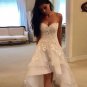 High Low Wedding Dress Sweetheart Appliqued Lace Tulle Backless Boho Bride Gown