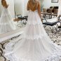 Boho Wedding Dresses Bridal Gowns Bohemian Lace Layered Skirt A Line Spaghetti Straps Backless