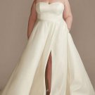 A-Line Strapless Sweetheart Ivory Satin  Wedding Dress